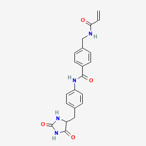 molecular formula C21H20N4O4 B2594228 N-[4-[(2,5-Dioxoimidazolidin-4-yl)methyl]phenyl]-4-[(prop-2-enoylamino)methyl]benzamide CAS No. 2197241-55-5