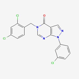 molecular formula C18H11Cl3N4O B2594271 1-(3-chlorophenyl)-5-[(2,4-dichlorophenyl)methyl]-1H,4H,5H-pyrazolo[3,4-d]pyrimidin-4-one CAS No. 895020-59-4