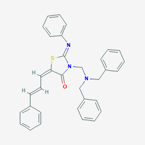 molecular formula C33H29N3OS B025943 3-((Dibenzylamino)methyl)-5-cinnamylidene-2-(phenylimino)-4-thiazolidinone CAS No. 104123-92-4