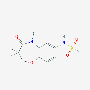 molecular formula C14H20N2O4S B2594303 N-(5-ethyl-3,3-dimethyl-4-oxo-2,3,4,5-tetrahydro-1,5-benzoxazepin-7-yl)methanesulfonamide CAS No. 922023-62-9