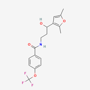 molecular formula C17H18F3NO4 B2594318 N-[3-(2,5-Dimethylfuran-3-YL)-3-hydroxypropyl]-4-(trifluoromethoxy)benzamide CAS No. 1421522-20-4