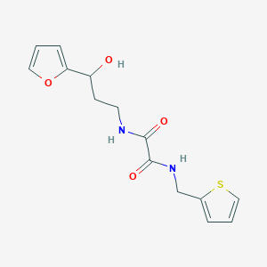 molecular formula C14H16N2O4S B2594387 N-[3-(furan-2-yl)-3-hydroxypropyl]-N'-[(thiophen-2-yl)methyl]ethanediamide CAS No. 1421498-60-3