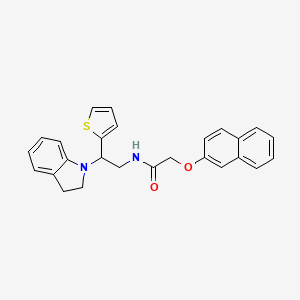 molecular formula C26H24N2O2S B2594407 N-(2-(indolin-1-yl)-2-(thiophen-2-yl)ethyl)-2-(naphthalen-2-yloxy)acetamide CAS No. 898407-41-5