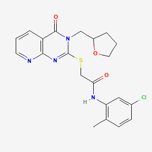 molecular formula C21H21ClN4O3S B2594545 N-(5-chloro-2-methylphenyl)-2-({4-oxo-3-[(oxolan-2-yl)methyl]-3H,4H-pyrido[2,3-d]pyrimidin-2-yl}sulfanyl)acetamide CAS No. 902950-65-6