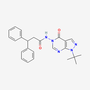 molecular formula C24H25N5O2 B2594548 N-{1-tert-butyl-4-oxo-1H,4H,5H-pyrazolo[3,4-d]pyrimidin-5-yl}-3,3-diphenylpropanamide CAS No. 899995-88-1