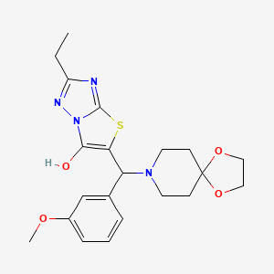 molecular formula C21H26N4O4S B2594550 2-Ethyl-5-((3-methoxyphenyl)(1,4-dioxa-8-azaspiro[4.5]decan-8-yl)methyl)thiazolo[3,2-b][1,2,4]triazol-6-ol CAS No. 887219-24-1