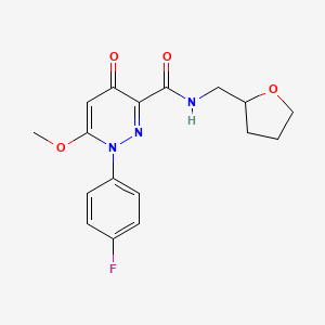 molecular formula C17H18FN3O4 B2594562 1-(4-Fluorophenyl)-6-methoxy-4-oxo-N-(oxolan-2-ylmethyl)-1,4-dihydropyridazine-3-carboxamide CAS No. 1358366-99-0