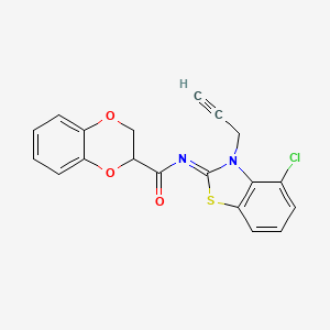 (Z)-N-(4-chloro-3-(prop-2-yn-1-yl)benzo[d]thiazol-2(3H)-ylidene)-2,3-dihydrobenzo[b][1,4]dioxine-2-carboxamide