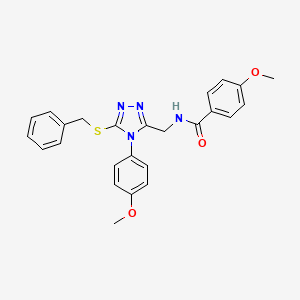 molecular formula C25H24N4O3S B2594631 N-{[5-(benzylsulfanyl)-4-(4-methoxyphenyl)-4H-1,2,4-triazol-3-yl]methyl}-4-methoxybenzamide CAS No. 476431-93-3