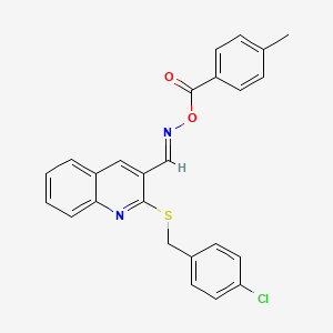 (E)-[(2-{[(4-chlorophenyl)methyl]sulfanyl}quinolin-3-yl)methylidene]amino 4-methylbenzoate