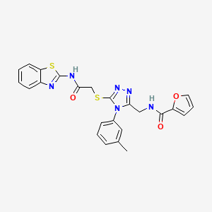 molecular formula C24H20N6O3S2 B2594656 N-{[5-({[(1,3-benzothiazol-2-yl)carbamoyl]methyl}sulfanyl)-4-(3-methylphenyl)-4H-1,2,4-triazol-3-yl]methyl}furan-2-carboxamide CAS No. 310449-82-2