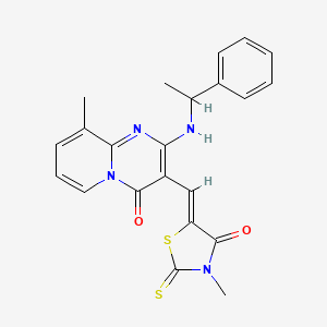 (Z)-3-methyl-5-((9-methyl-4-oxo-2-((1-phenylethyl)amino)-4H-pyrido[1,2-a]pyrimidin-3-yl)methylene)-2-thioxothiazolidin-4-one