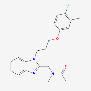 molecular formula C21H24ClN3O2 B2594664 N-({1-[3-(4-chloro-3-methylphenoxy)propyl]-1H-1,3-benzodiazol-2-yl}methyl)-N-methylacetamide CAS No. 873093-86-8