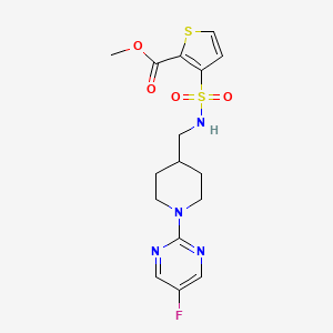 molecular formula C16H19FN4O4S2 B2594704 methyl 3-(N-((1-(5-fluoropyrimidin-2-yl)piperidin-4-yl)methyl)sulfamoyl)thiophene-2-carboxylate CAS No. 2034615-23-9