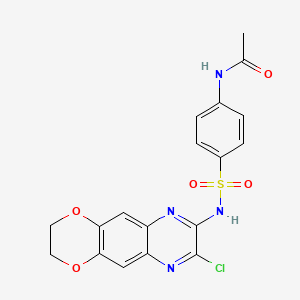 molecular formula C18H15ClN4O5S B2594716 N-[4-({8-chloro-2H,3H-[1,4]dioxino[2,3-g]quinoxalin-7-yl}sulfamoyl)phenyl]acetamide CAS No. 728924-41-2