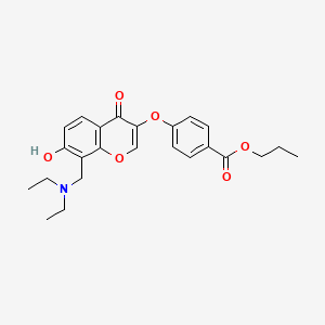 molecular formula C24H27NO6 B2594739 propyl 4-({8-[(diethylamino)methyl]-7-hydroxy-4-oxo-4H-chromen-3-yl}oxy)benzoate CAS No. 845982-90-3