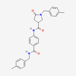 molecular formula C28H29N3O3 B2594749 1-[(4-methylphenyl)methyl]-N-(4-{[(4-methylphenyl)methyl]carbamoyl}phenyl)-5-oxopyrrolidine-3-carboxamide CAS No. 2380192-08-3