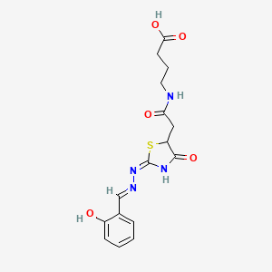 4-(2-((E)-2-((E)-(2-hydroxybenzylidene)hydrazono)-4-oxothiazolidin-5-yl)acetamido)butanoic acid