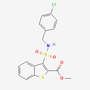 molecular formula C17H14ClNO4S2 B2594778 METHYL 3-{[(4-CHLOROPHENYL)METHYL]SULFAMOYL}-1-BENZOTHIOPHENE-2-CARBOXYLATE CAS No. 946369-88-6