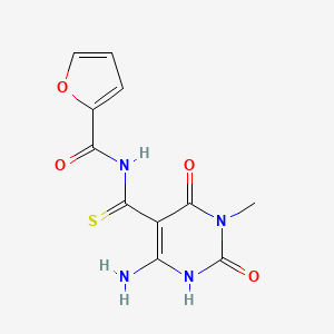 N-(6-amino-3-methyl-2,4-dioxo-1,2,3,4-tetrahydropyrimidine-5-carbonothioyl)furan-2-carboxamide
