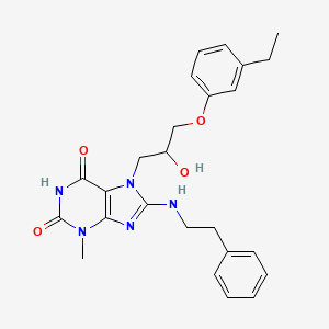molecular formula C25H29N5O4 B2594784 7-(3-(3-ethylphenoxy)-2-hydroxypropyl)-3-methyl-8-(phenethylamino)-1H-purine-2,6(3H,7H)-dione CAS No. 941937-65-1