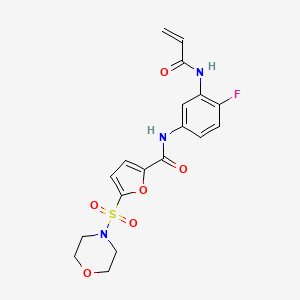 molecular formula C18H18FN3O6S B2594786 N-[4-Fluoro-3-(prop-2-enoylamino)phenyl]-5-morpholin-4-ylsulfonylfuran-2-carboxamide CAS No. 2197759-19-4