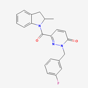 molecular formula C21H18FN3O2 B2594792 2-(3-fluorobenzyl)-6-(2-methylindoline-1-carbonyl)pyridazin-3(2H)-one CAS No. 1040663-39-5