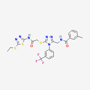 N-((5-((2-((5-(ethylthio)-1,3,4-thiadiazol-2-yl)amino)-2-oxoethyl)thio)-4-(3-(trifluoromethyl)phenyl)-4H-1,2,4-triazol-3-yl)methyl)-3-methylbenzamide