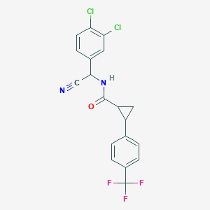 molecular formula C19H13Cl2F3N2O B2594803 N-[Cyano-(3,4-dichlorophenyl)methyl]-2-[4-(trifluoromethyl)phenyl]cyclopropane-1-carboxamide CAS No. 2418692-30-3