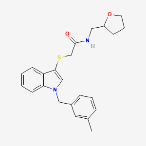 2-((1-(3-methylbenzyl)-1H-indol-3-yl)thio)-N-((tetrahydrofuran-2-yl)methyl)acetamide
