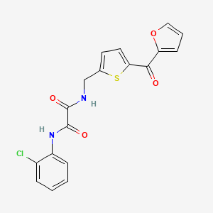 molecular formula C18H13ClN2O4S B2594822 N1-(2-chlorophenyl)-N2-((5-(furan-2-carbonyl)thiophen-2-yl)methyl)oxalamide CAS No. 1797182-61-6