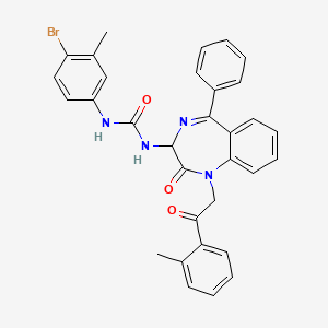 molecular formula C32H27BrN4O3 B2594833 N-(2,5-diaza-2-(2-(2-methylphenyl)-2-oxoethyl)-3-oxo-6-phenylbicyclo[5.4.0]undeca-1(7),5,8,10-tetraen-4-yl)((4-bromo-3-methylphenyl)amino)formamide CAS No. 1796929-61-7