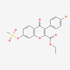 molecular formula C19H15BrO7S B2594858 Ethyl 3-(4-bromophenyl)-7-methylsulfonyloxy-4-oxochromene-2-carboxylate CAS No. 610759-21-2