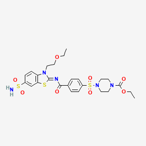 molecular formula C25H31N5O8S3 B2594863 (Z)-ethyl 4-((4-((3-(2-ethoxyethyl)-6-sulfamoylbenzo[d]thiazol-2(3H)-ylidene)carbamoyl)phenyl)sulfonyl)piperazine-1-carboxylate CAS No. 865173-98-4