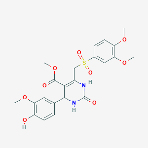 molecular formula C22H24N2O9S B2594865 methyl 6-[(3,4-dimethoxybenzenesulfonyl)methyl]-4-(4-hydroxy-3-methoxyphenyl)-2-oxo-1,2,3,4-tetrahydropyrimidine-5-carboxylate CAS No. 931936-26-4