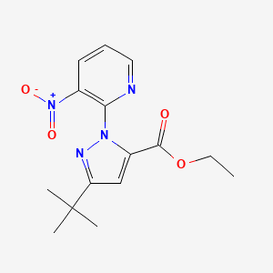 molecular formula C15H18N4O4 B2594868 ethyl 3-(tert-butyl)-1-(3-nitro-2-pyridinyl)-1H-pyrazole-5-carboxylate CAS No. 959572-95-3
