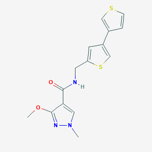 molecular formula C15H15N3O2S2 B2594872 3-Methoxy-1-methyl-N-[(4-thiophen-3-ylthiophen-2-yl)methyl]pyrazole-4-carboxamide CAS No. 2379996-40-2