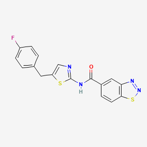 molecular formula C17H11FN4OS2 B2594876 N-(5-(4-fluorobenzyl)thiazol-2-yl)benzo[d][1,2,3]thiadiazole-5-carboxamide CAS No. 941947-78-0