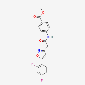 molecular formula C19H14F2N2O4 B2594895 Methyl 4-(2-(5-(2,4-difluorophenyl)isoxazol-3-yl)acetamido)benzoate CAS No. 1105242-60-1