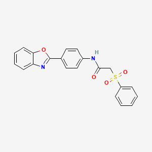 2-(benzenesulfonyl)-N-[4-(1,3-benzoxazol-2-yl)phenyl]acetamide