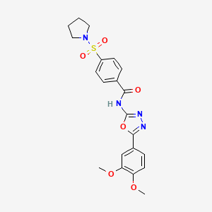 molecular formula C21H22N4O6S B2594978 N-[5-(3,4-dimethoxyphenyl)-1,3,4-oxadiazol-2-yl]-4-(pyrrolidine-1-sulfonyl)benzamide CAS No. 921140-31-0