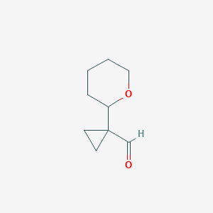 molecular formula C9H14O2 B2594985 1-(Oxan-2-yl)cyclopropane-1-carbaldehyde CAS No. 2172549-99-2