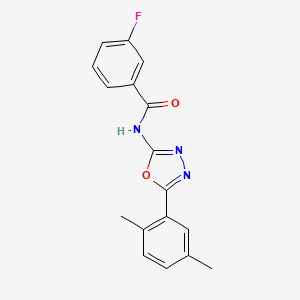 molecular formula C17H14FN3O2 B2595006 N-[5-(2,5-dimethylphenyl)-1,3,4-oxadiazol-2-yl]-3-fluorobenzamide CAS No. 891117-32-1