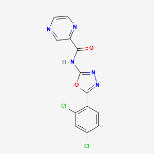 molecular formula C13H7Cl2N5O2 B2595007 N-[5-(2,4-dichlorophenyl)-1,3,4-oxadiazol-2-yl]pyrazine-2-carboxamide CAS No. 1251706-32-7