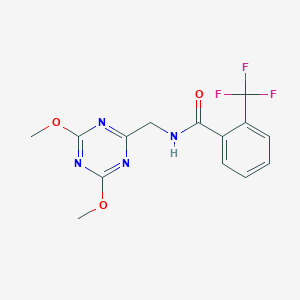 molecular formula C14H13F3N4O3 B2595023 N-[(4,6-dimethoxy-1,3,5-triazin-2-yl)methyl]-2-(trifluoromethyl)benzamide CAS No. 2034520-91-5