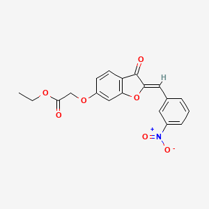 molecular formula C19H15NO7 B2595059 ethyl 2-{[(2Z)-2-[(3-nitrophenyl)methylidene]-3-oxo-2,3-dihydro-1-benzofuran-6-yl]oxy}acetate CAS No. 623117-61-3