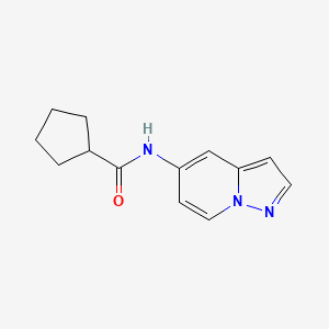 molecular formula C13H15N3O B2595102 N-(pyrazolo[1,5-a]pyridin-5-yl)cyclopentanecarboxamide CAS No. 2034585-90-3