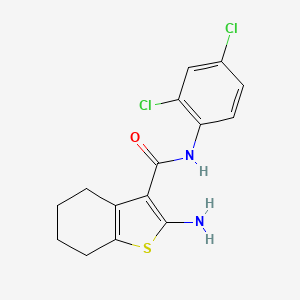 molecular formula C15H14Cl2N2OS B2595127 2-amino-N-(2,4-dichlorophenyl)-4,5,6,7-tetrahydro-1-benzothiophene-3-carboxamide CAS No. 590350-61-1