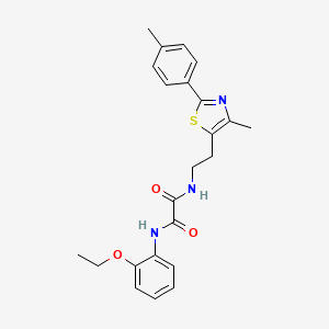 molecular formula C23H25N3O3S B2595139 N'-(2-ethoxyphenyl)-N-{2-[4-methyl-2-(4-methylphenyl)-1,3-thiazol-5-yl]ethyl}ethanediamide CAS No. 894014-88-1
