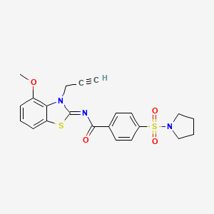 molecular formula C22H21N3O4S2 B2595154 N-[(2Z)-4-methoxy-3-(prop-2-yn-1-yl)-2,3-dihydro-1,3-benzothiazol-2-ylidene]-4-(pyrrolidine-1-sulfonyl)benzamide CAS No. 868377-36-0